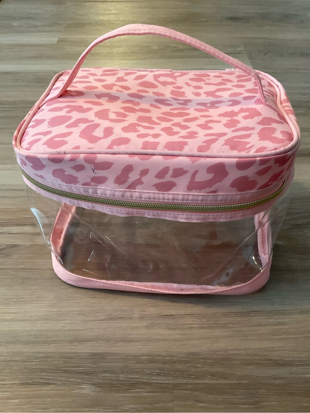 Pink Leopard Print Clear Cosmetic Carry Case